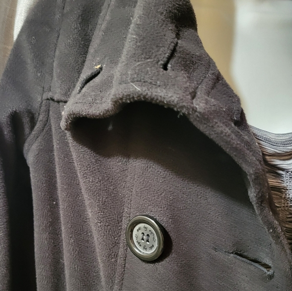 Esprit EDC Y2k Size M FLEECE Double Breasted Pea Coat high button Lapel black - Picture 3 of 15